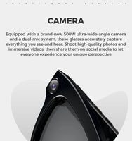 Bluetooth AI shooting glasses Bluetooth call voice assistant real-time translation 5-megapixel shooting stabilization